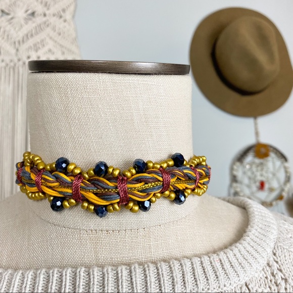 cocobelle Jewelry - Cocobelle Anthropologie Stella Beaded Tassel Tie Choker Headband
